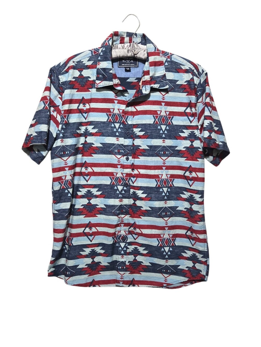 MBX Premium Goods Men's Aztec Southwestern Resort Button Down Shirt Short Sleeve